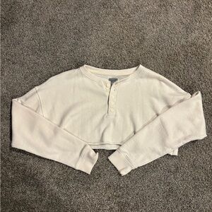 Aerie Cream Button-Up Crop Top